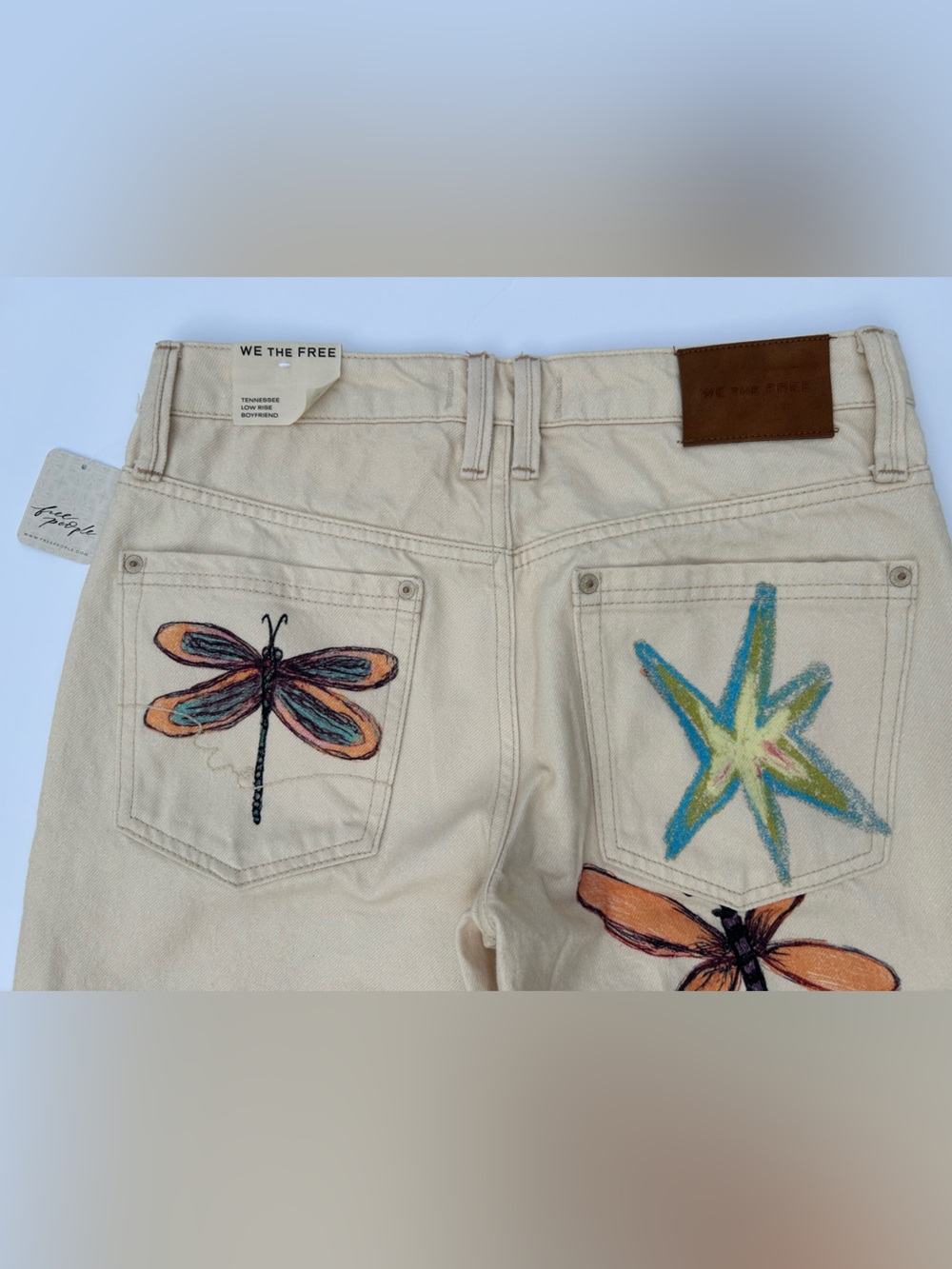 NWT🌷Free People We The Free Tennessee Dragonfly Printed Low Rise Denim Jeans - Picture 14 of 15